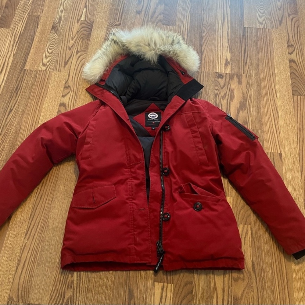 Red Winter Jacket with Fur Hood